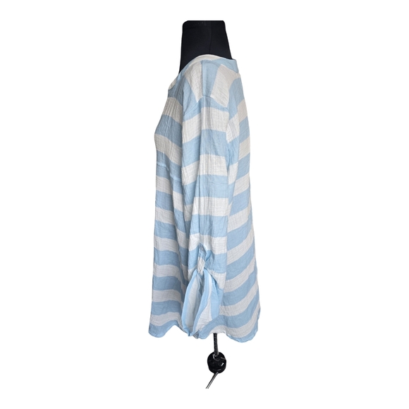 NWT Kaktus Light Blue and White Striped Tunic Top 100% Cotton Size XXL Beachy - Picture 3 of 7